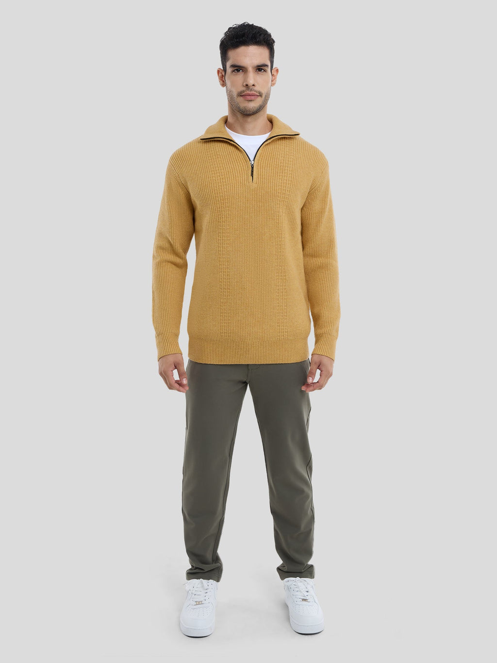 GentleKnit Half-Zip High Collar Sweater