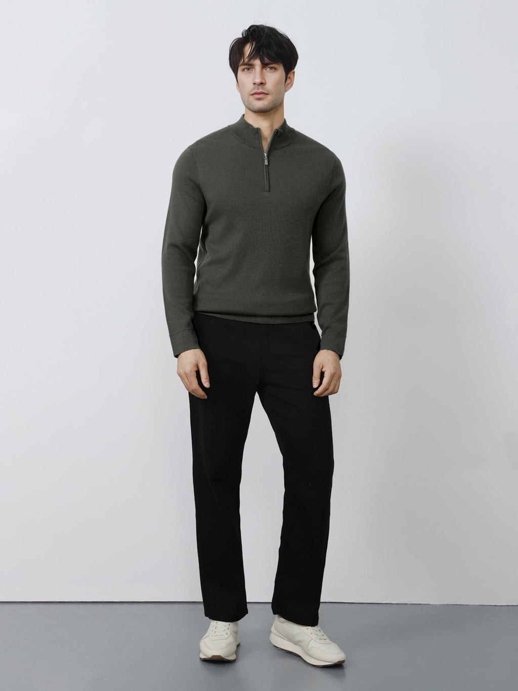 GentleKnit Washable Half Zip Mock Neck Sweater